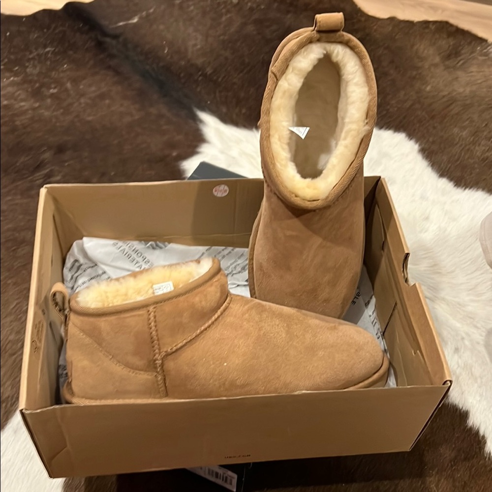 UGG Tan Sheepskin Ankle Boots